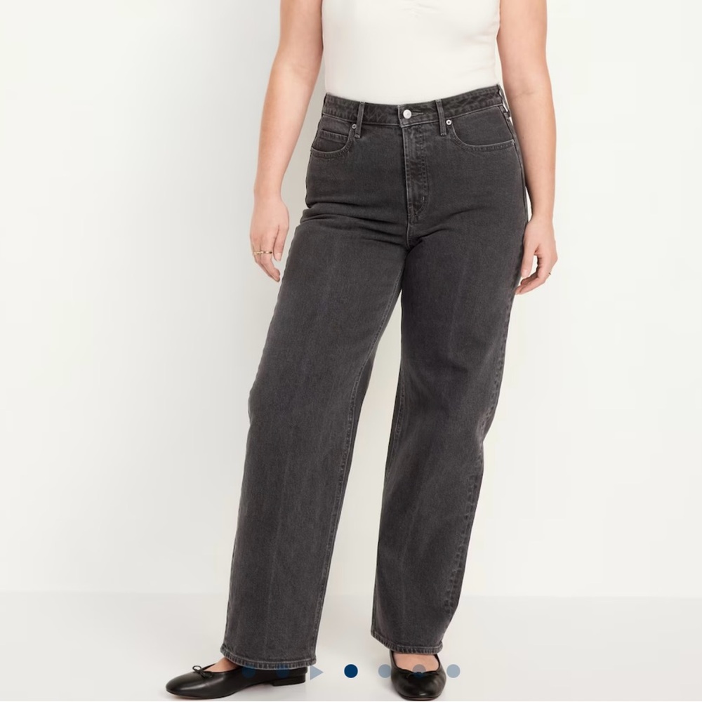 Old Navy Extra High-Waisted Sky-Hi Wide-Leg Jeans Black Size 12 Womens J11